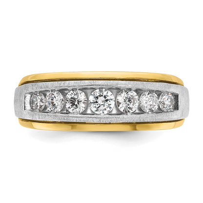 14k Two-tone Gold Men's Polished and Satin 3/4 carat Diamond Complete Ring