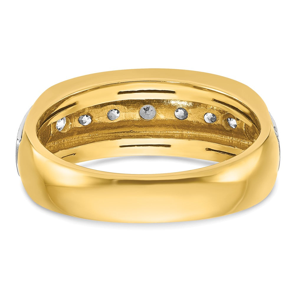 14k Two-tone Gold Men's Polished and Satin 3/4 carat Diamond Complete Ring