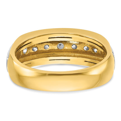 14k Two-tone Gold Men's Polished and Satin 3/4 carat Diamond Complete Ring