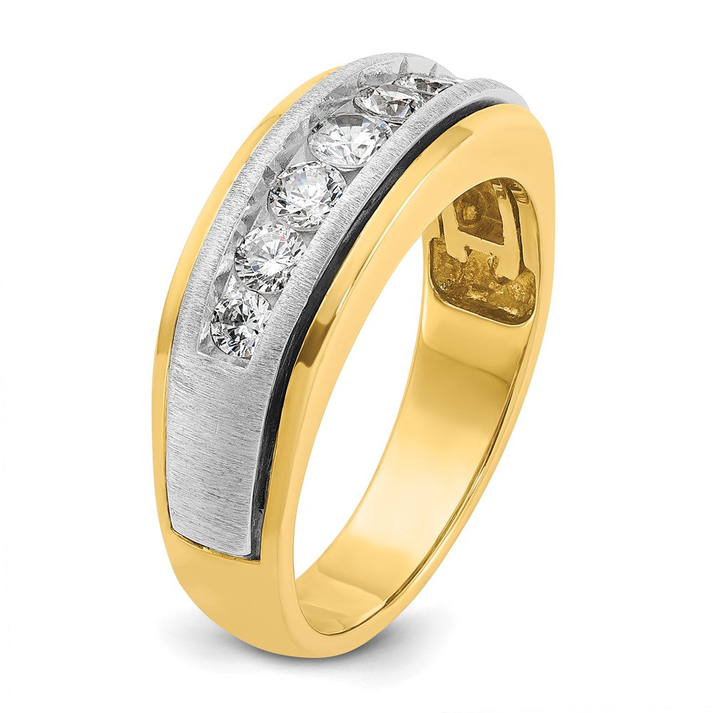 14k Two-tone Gold Men's Polished and Satin 3/4 carat Diamond Complete Ring
