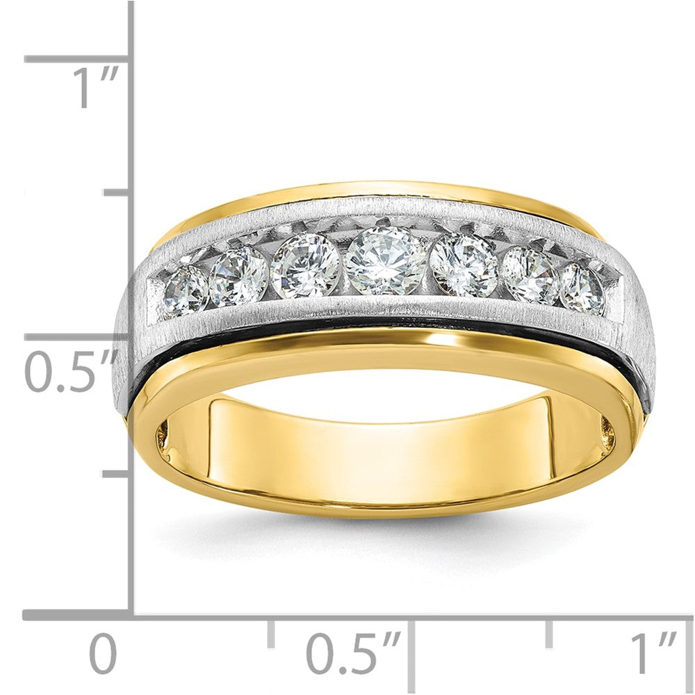 14k Two-tone Gold Men's Polished and Satin 3/4 carat Diamond Complete Ring