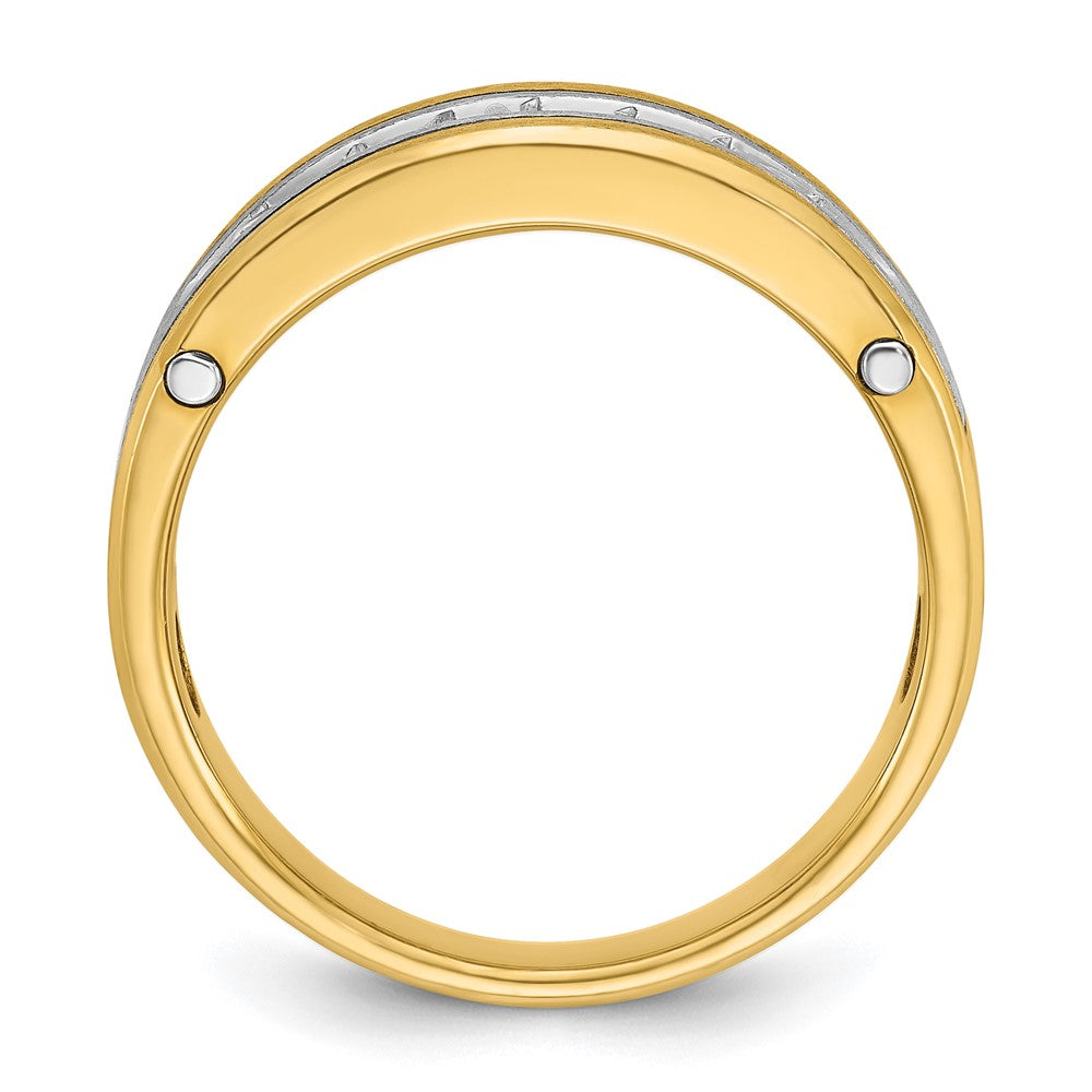 14k Two-tone Gold Men's Polished and Satin 1/2 carat Diamond Complete Ring