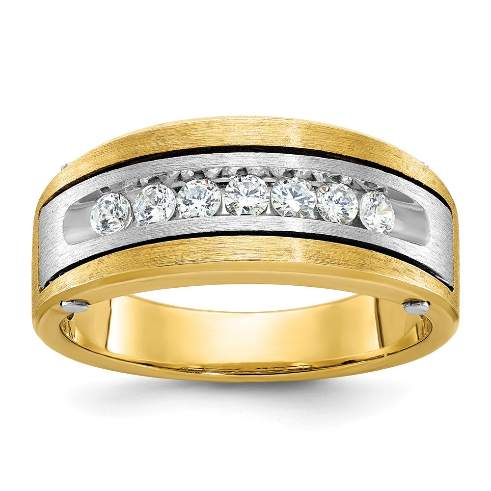 14k Two-tone Gold Men's Polished and Satin 1/2 carat Diamond Complete Ring