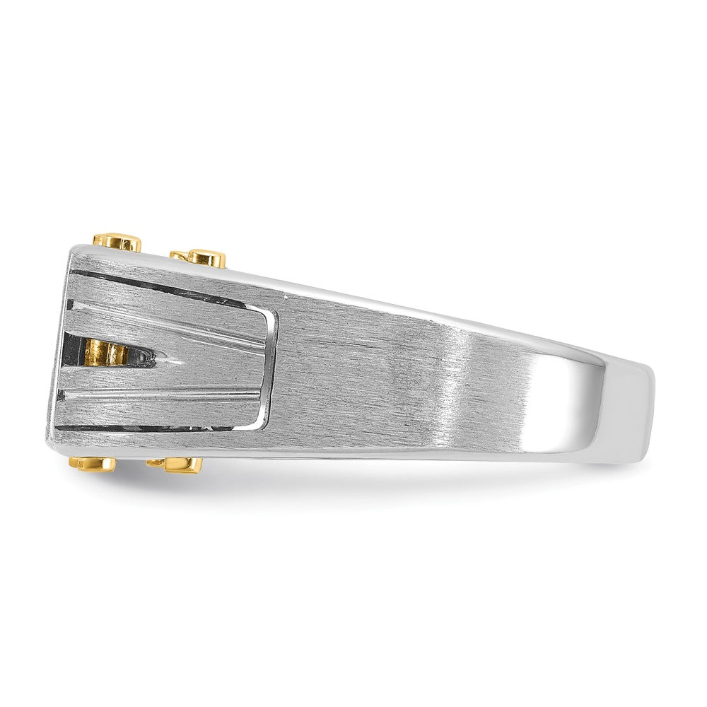 14k Two-tone Gold Men's Polished and Satin 1/4 carat Diamond Complete Ring