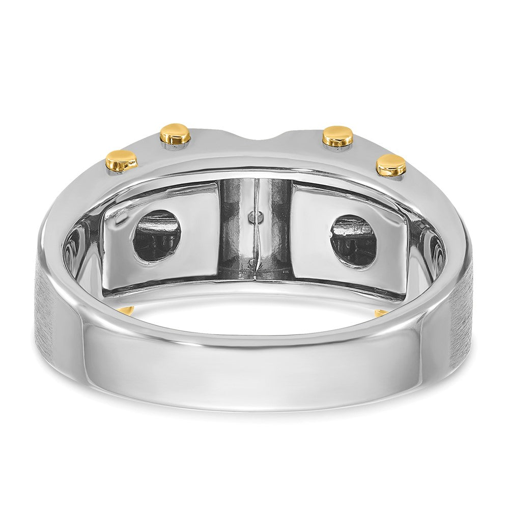 14k Two-tone Gold Men's Polished and Satin 1/4 carat Diamond Complete Ring