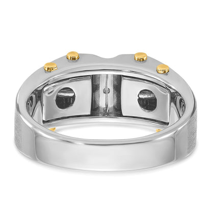 14k Two-tone Gold Men's Polished and Satin 1/4 carat Diamond Complete Ring