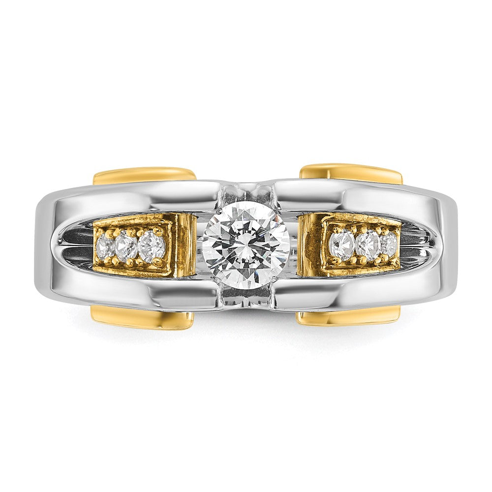 14k Two-tone Gold Men's 1/2 carat Diamond Complete Ring