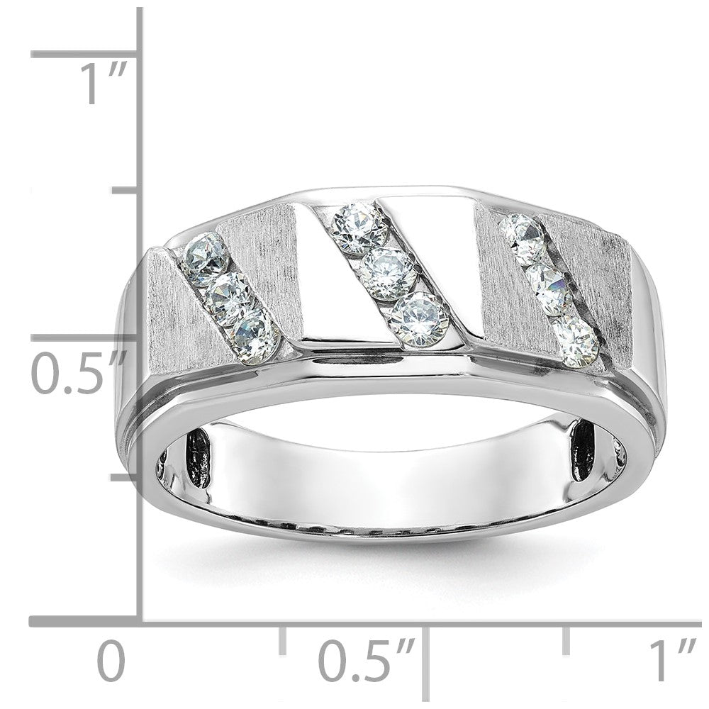 14k White Gold Men's Satin 1/2 carat Diamond Complete Ring