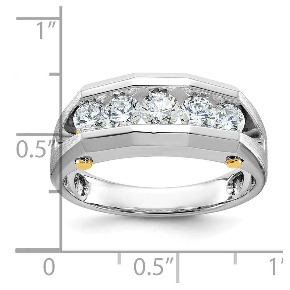 14k Two-tone Gold Men's Polished and Satin 1 carat Diamond Complete Ring