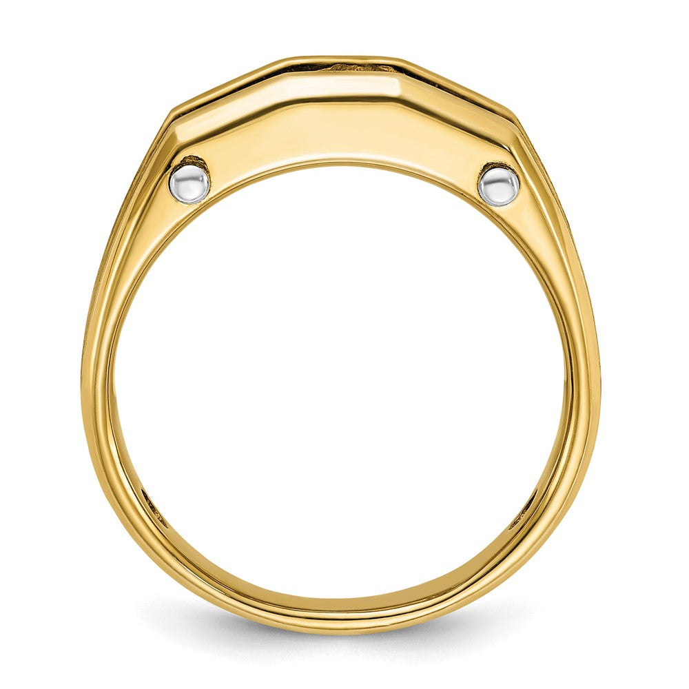 14k Two-tone Gold Men's Polished and Satin 1/2 carat Diamond Complete Ring