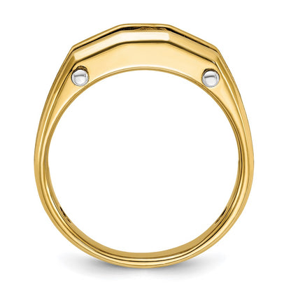 14k Two-tone Gold Men's Polished and Satin 1/2 carat Diamond Complete Ring