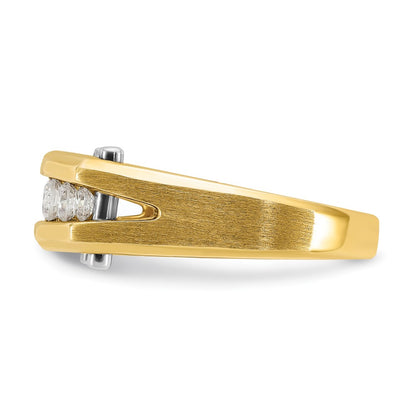 14k Two-tone Gold Men's Polished and Satin 1/2 carat Diamond Complete Ring