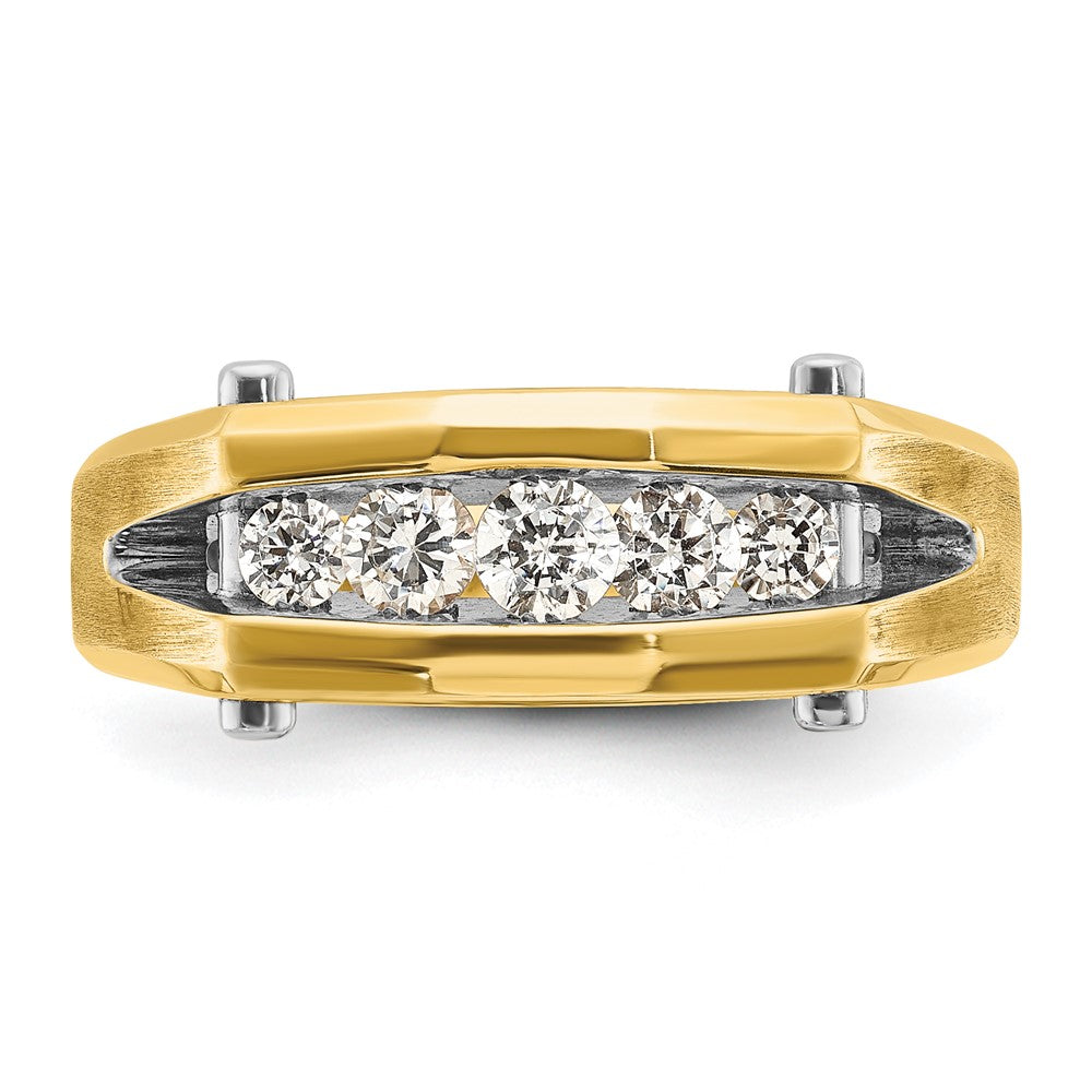 14k Two-tone Gold Men's Polished and Satin 1/2 carat Diamond Complete Ring