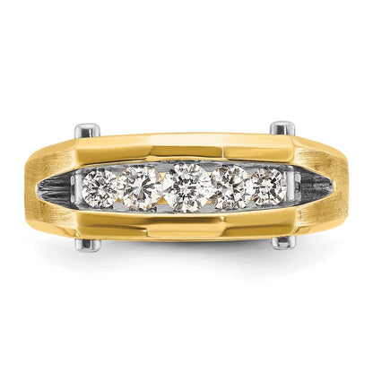 14k Two-tone Gold Men's Polished and Satin 1/2 carat Diamond Complete Ring