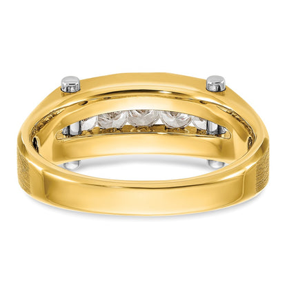 14k Two-tone Gold Men's Polished and Satin 1/2 carat Diamond Complete Ring