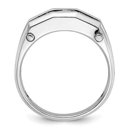 14k White Gold Men's Polished and Satin 3/4 carat Diamond Complete Ring