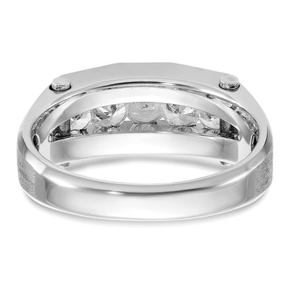 14k White Gold Men's Polished and Satin 3/4 carat Diamond Complete Ring