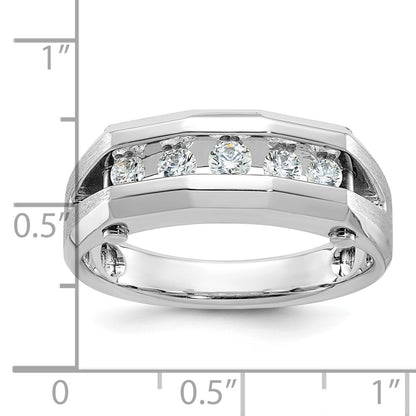 14k White Gold Men's Polished and Satin 3/4 carat Diamond Complete Ring