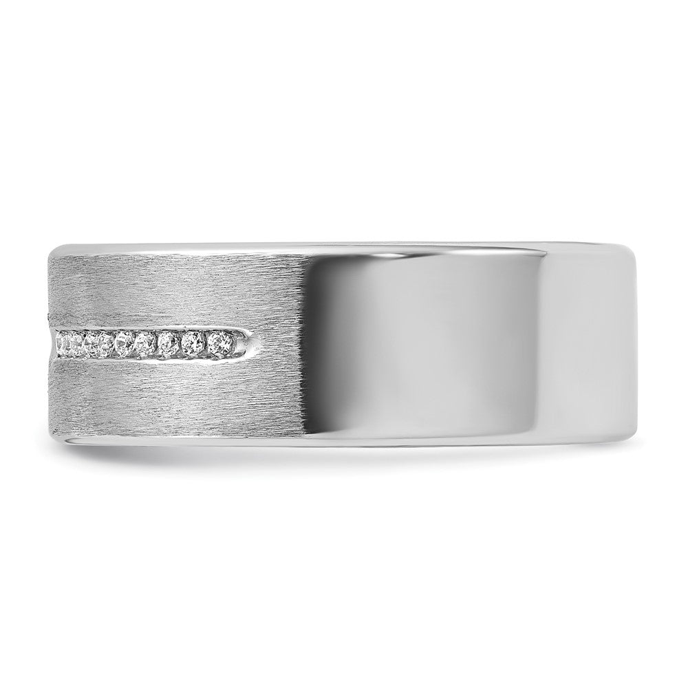 14k White Gold Men's Polished and Satin 1/5 carat Diamond Complete Ring