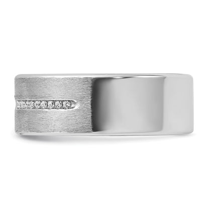 14k White Gold Men's Polished and Satin 1/5 carat Diamond Complete Ring
