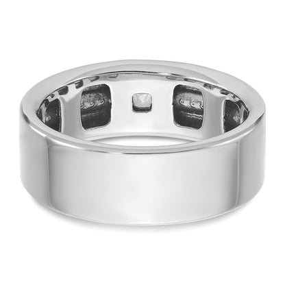 14k White Gold Men's Polished and Satin 1/5 carat Diamond Complete Ring