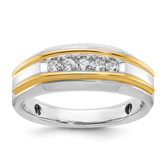14k Two-tone Gold Men's 1/4 carat Diamond Complete Ring