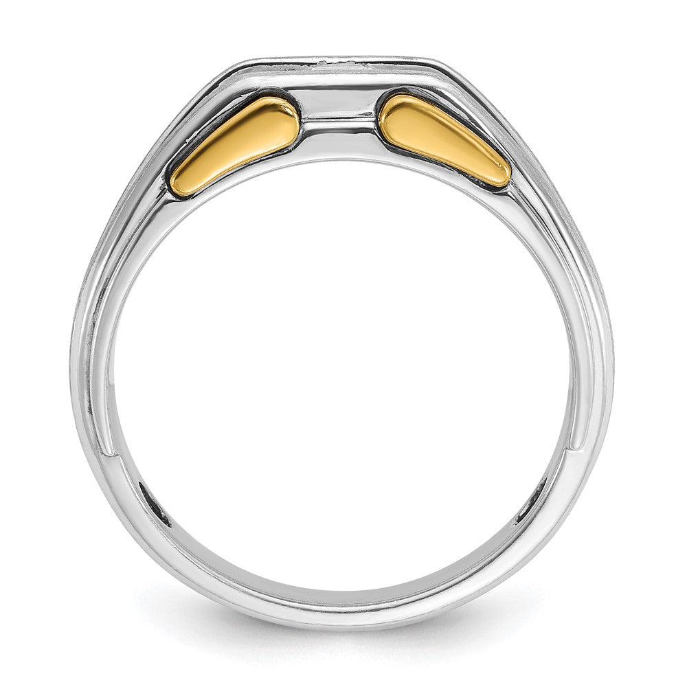 14k Two-tone Gold Men's Polished and Satin 1/5 carat Diamond Complete Ring