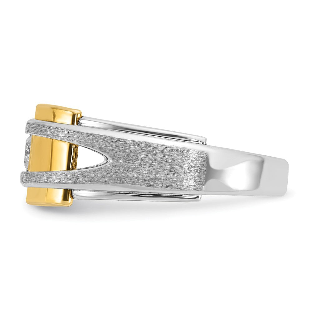 14k Two-tone Gold Men's Polished and Satin 1/5 carat Diamond Complete Ring