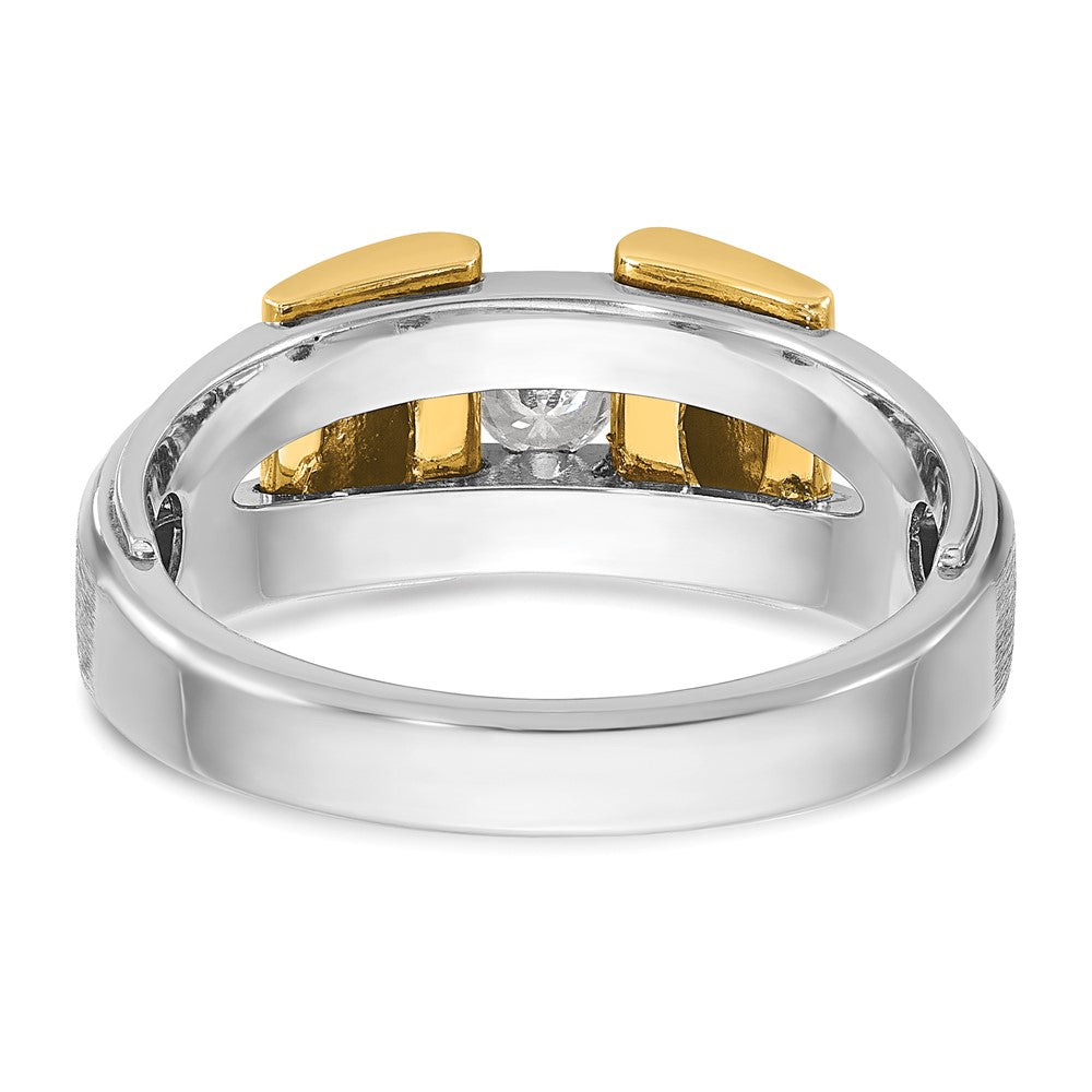 14k Two-tone Gold Men's Polished and Satin 1/5 carat Diamond Complete Ring