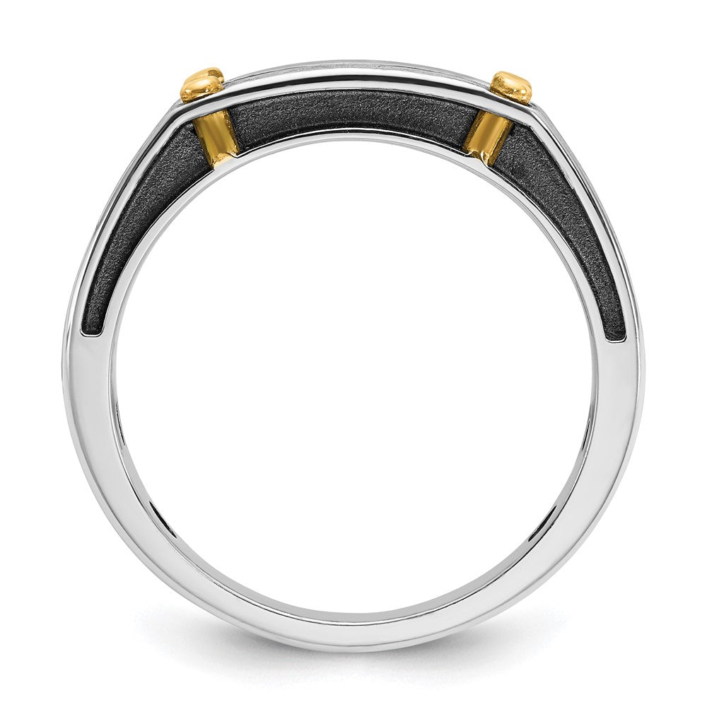 14k Two-tone Gold w/Black Rhodium Men's Satin 1/4 carat Diamond Complete Ring