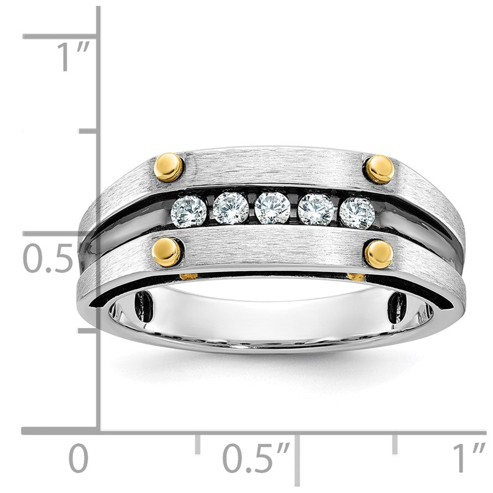 14k Two-tone Gold w/Black Rhodium Men's Satin 1/4 carat Diamond Complete Ring