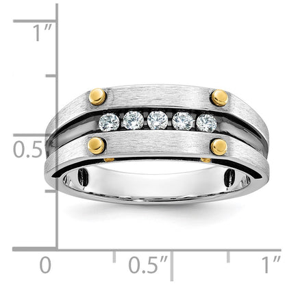 14k Two-tone Gold w/Black Rhodium Men's Satin 1/4 carat Diamond Complete Ring