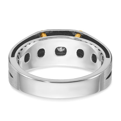 14k Two-tone Gold Men's Polished and Satin 1/5 carat Diamond Complete Ring