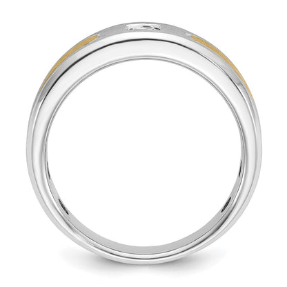 14k Two-tone Gold Men's Polished and Satin 1/5 carat Diamond Complete Ring