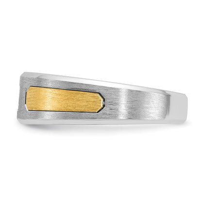 14k Two-tone Gold Men's Polished and Satin 1/5 carat Diamond Complete Ring