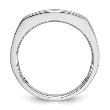 14k White Gold with Black Rhodium Men's Satin 1/2 carat Diamond Complete Ring