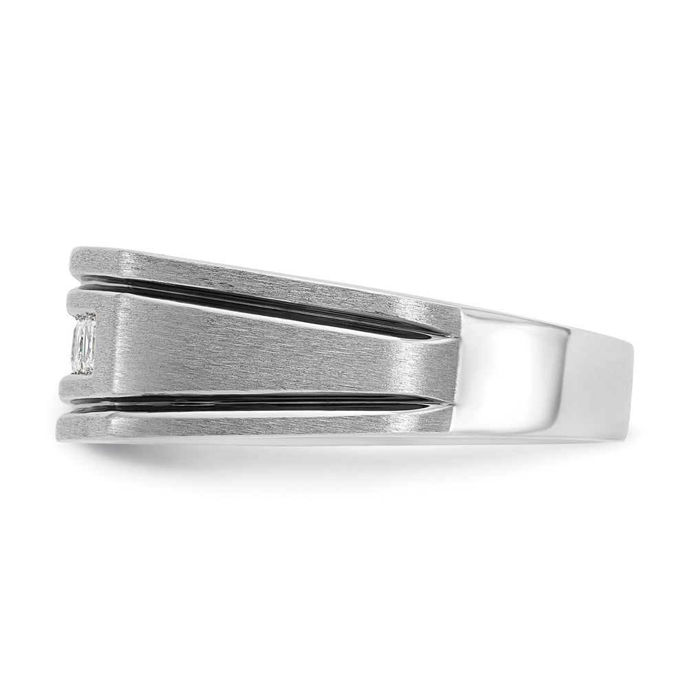 14k White Gold with Black Rhodium Men's Satin 1/2 carat Diamond Complete Ring