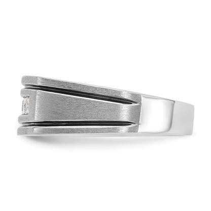 14k White Gold with Black Rhodium Men's Satin 1/2 carat Diamond Complete Ring