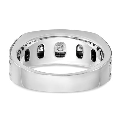 14k White Gold with Black Rhodium Men's Satin 1/2 carat Diamond Complete Ring