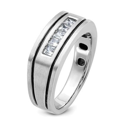 14k White Gold with Black Rhodium Men's Satin 1/2 carat Diamond Complete Ring