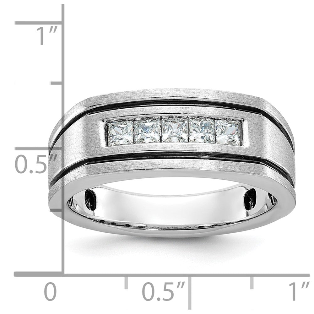 14k White Gold with Black Rhodium Men's Satin 1/2 carat Diamond Complete Ring
