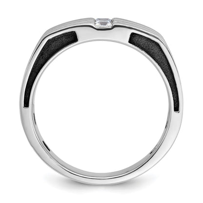 14k White Gold with Black Rhodium Men's Satin 1/3 carat Diamond Complete Ring