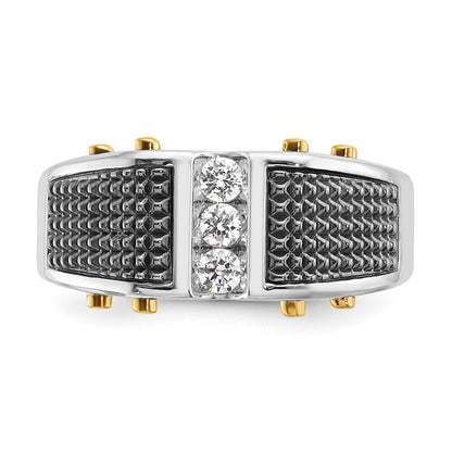 14k Two-tone Gold w/Black Rhodium Men's 1/4 carat Diamond Complete Ring