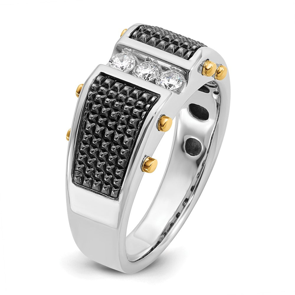 14k Two-tone Gold w/Black Rhodium Men's 1/4 carat Diamond Complete Ring
