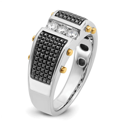 14k Two-tone Gold w/Black Rhodium Men's 1/4 carat Diamond Complete Ring