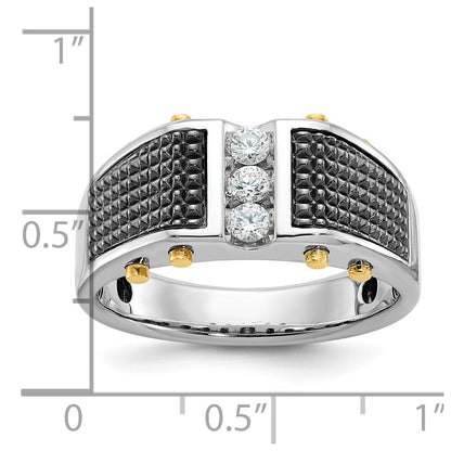 14k Two-tone Gold w/Black Rhodium Men's 1/4 carat Diamond Complete Ring