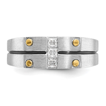 14k Two-tone Gold w/Black Rhodium Men's Satin 1/3 carat Diamond Complete Ring