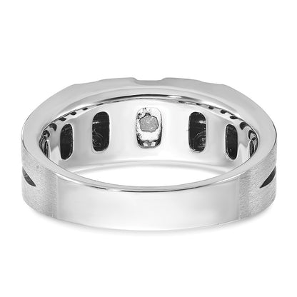 14k Two-tone Gold w/Black Rhodium Men's Satin 1/3 carat Diamond Complete Ring