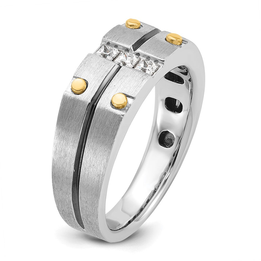 14k Two-tone Gold w/Black Rhodium Men's Satin 1/3 carat Diamond Complete Ring