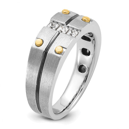 14k Two-tone Gold w/Black Rhodium Men's Satin 1/3 carat Diamond Complete Ring